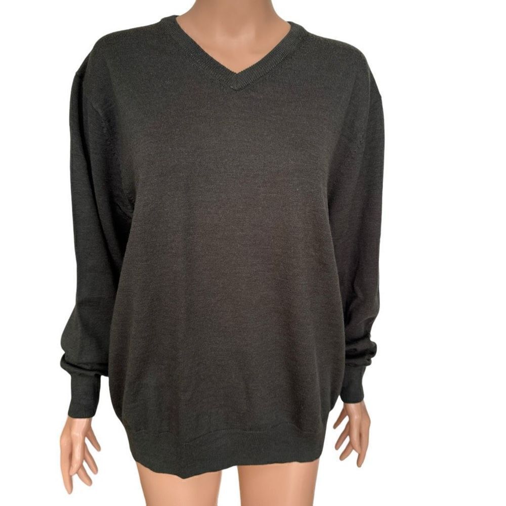 Jos A Banks executive collection men’s green v neck merino wool blend sweater L